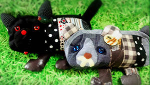 cute animal mulch pouch handmade cat bear 可愛い アニマルポーチ ハンドメイド　ねこ くま