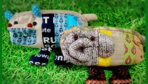 cute animal mulch pouch handmade hipopotamus elephant 可愛い アニマルポーチ ハンドメイド 象 ぞう カバ